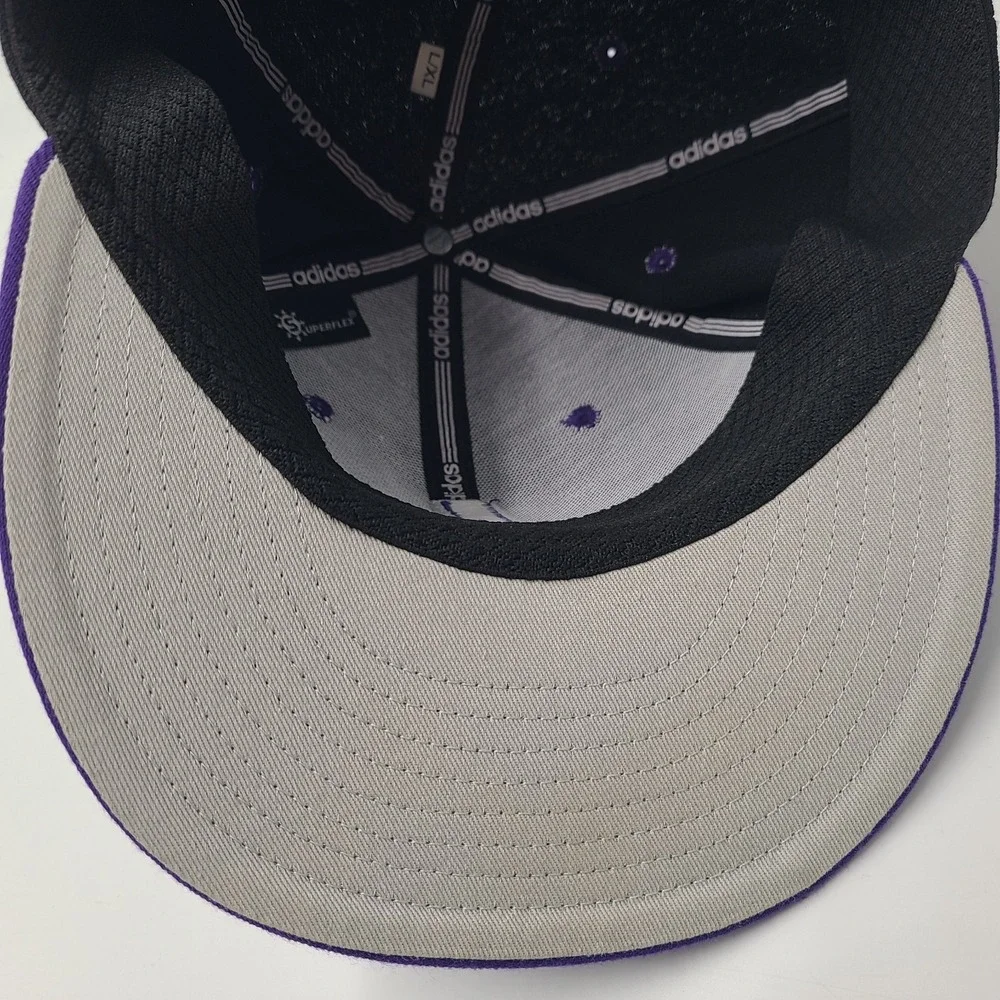 Adidas Hat Fitted L-XL Black Purple‎ Lions L Logo Flat Brim Baseball Casual Men